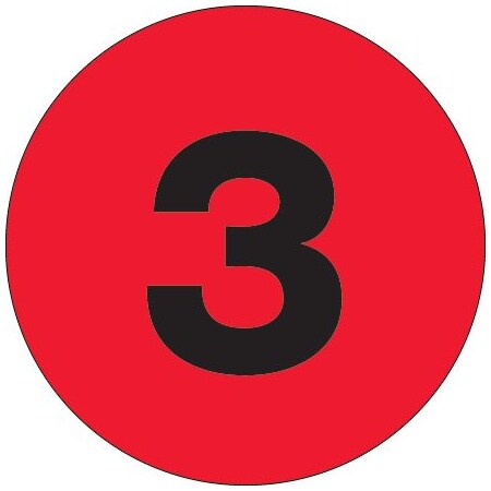 Bsc Preferred 2'' Circle - ''3'' Fluorescent Red Number Labels BUY00019786